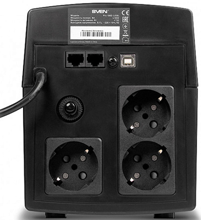 UPS SVEN Pro 1000 (1000 ВА, USB, RG-45, 3 евро розетки)