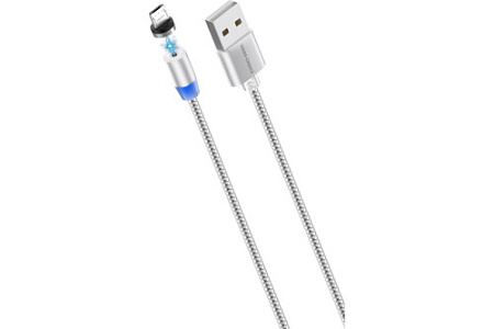 Дата-кабель Smart USB 3.0A для micro USB Magnetic More choice K61Sm нейлон 1м (Silver)