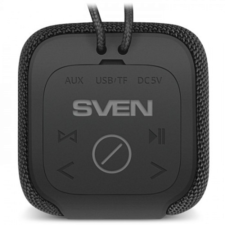 SVEN PS-205 2.0 Мобильные колонки чёрные (2х6W, IPx6, TWS, Bluetooth, FM, USB, microSD, 2400 мА)