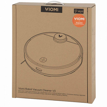 VIOMI Робот-пылесос V3/Подключение:WiFi/MiHome/Мощность всасывания:2.6кПа/Батарея:4900мАч/Сухая/влажная уборка/Цвет:Черный V-RVCLM26B