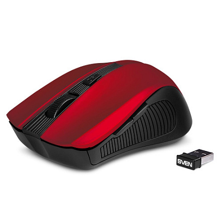 SVEN RX-350W красная Беспроводная мышь (2.4 гГц, USB, 5+1 кн., 600-1400 DPI, SoftTouch, блист, 2 x AAA)