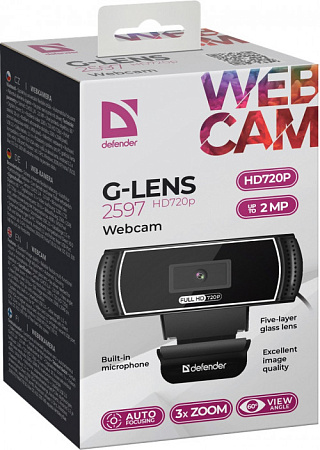 DEFENDER G-lens 2597 Веб-камера (HD720p, 2 МП, автофокус, автослежение)