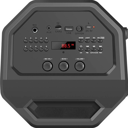 DEFENDER RAGE Портативная акустика 2.0 чёрная (2 х 25 Вт, BT, FM, USB, TWS, подсветка, 4000 мАч)