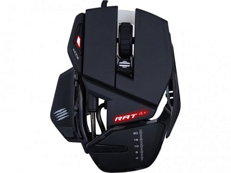 Mad Catz R.A.T. 4+ Игровая мышь чёрная (PMW3330, USB, 9 кнопок, 7200 dpi, красная подсветка)