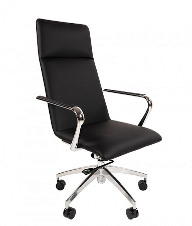 Chairman 980 чёрное Офисное кресло (экопремиум, хром, Топ Ган)