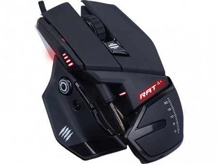 Mad Catz R.A.T. 4+ Игровая мышь чёрная (PMW3330, USB, 9 кнопок, 7200 dpi, красная подсветка)