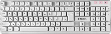 DEFENDER MILAN белые Набор беспроводные клавиатура и мышь (2.4 ГГц, USB, 104 кл., 3 кн., 1000 dpi, 1 ? AA, 2 x AAA, C-992)
