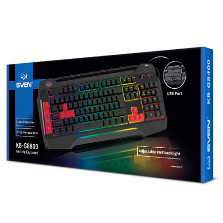 SVEN KB-G8800 Игровая клавиатура черная (USB, мембранная, 109 клавиш, RGB подсветка)
