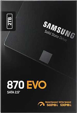 SSD 2.5" Samsung 2.0Tb 870 EVO Series <MZ-77E2T0B/EU> (SATA3, up to 560/530MBs, 98000 IOPs, 3D TLC, MKX, DDR4 2Gb, 7mm)