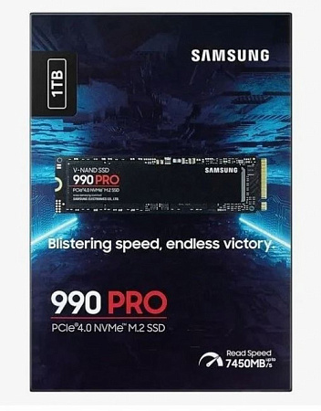 SSD M.2 Samsung 1.0Tb 990 PRO Series <MZ-V9P1T0BW> (PCI-E 4.0 x4 , up to 7450/6900MBs, 3D TLC, NVMe 2.0, DDR4 1024Mb, 600TBW, 22х80mm)