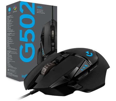 LOGITECH G502 Hero черная Игровая мышь (11 кнопок, LIGHTFORCE hybrid switches, HERO 25K, 25600 dpi, USB, USB-C, RGB подсветка, 910-005474/910-005470/910-005471)