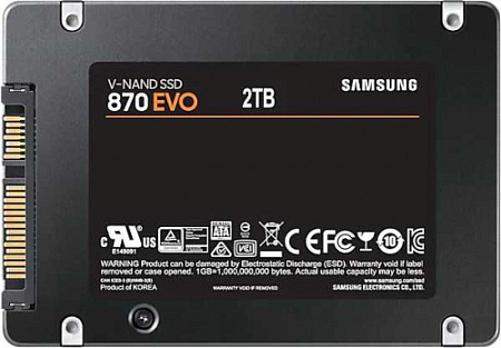 SSD 2.5" Samsung 2.0Tb 870 EVO Series <MZ-77E2T0B/EU> (SATA3, up to 560/530MBs, 98000 IOPs, 3D TLC, MKX, DDR4 2Gb, 7mm)