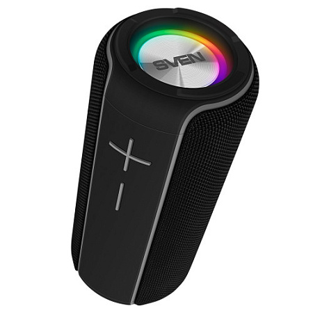 (OEM) SVEN PS-285 2.0 Мобильные колонки чёрные (IPx7, 2x10W, USB, Bluetooth, micro SD, AUX, подсветк