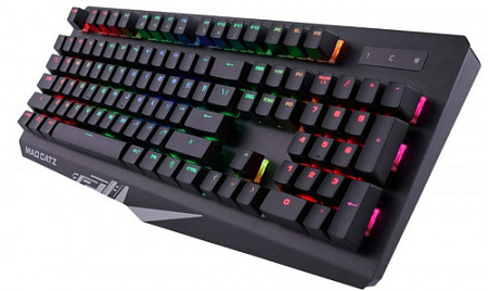 Mad Catz S.T.R.I.K.E. 4 [БЕЗ РУССКОЙ РАСКЛАДКИ] Игровая клавиатура чёрная (Cherry Red Switch, RGB подсветка, аллюминиевая рама, USB)