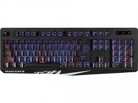 Mad Catz S.T.R.I.K.E. 4 [БЕЗ РУССКОЙ РАСКЛАДКИ] Игровая клавиатура чёрная (Cherry Red Switch, RGB подсветка, аллюминиевая рама, USB)