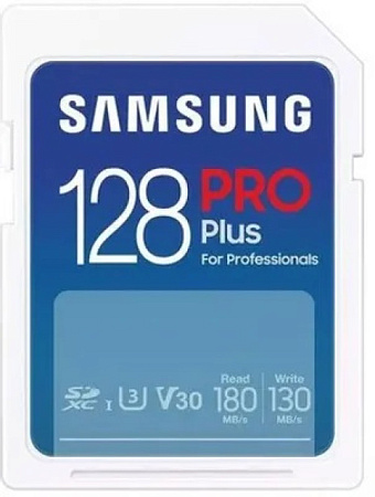 Флеш карта SDXC 128GB Samsung PRO Plus Class 10, A2, V30, UHS-I (U3), W 130 МБ/с, R 180 МБ/с, <MB-SD