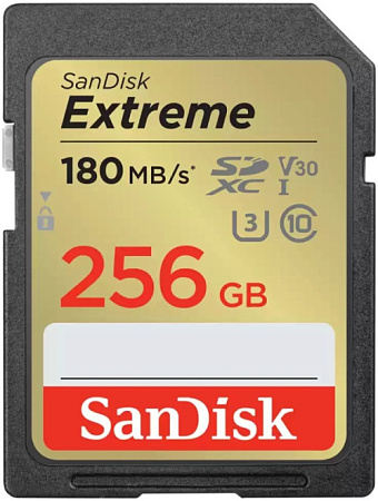Флеш карта SDXC 256GB SanDisk Extreme UHS-I Class 3 (U3) V30 180/90 MB/s <SDSDXVV-256G-GNCIN>