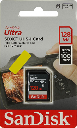 Флеш карта SDXC 128GB SanDisk SDXC Class 10 UHS-I U1 Ultra R 100MB/s <SDSDUNR-128G-GN3IN>