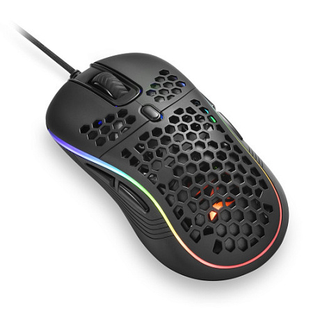 Sharkoon Light2 S Игровая мышь чёрная (PixArt PMW 3327, Omron, 8 кнопок, 6200 dpi, USB, RGB подсветка)